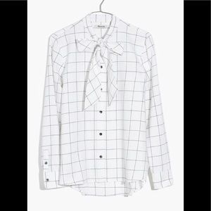 Madewell Flannel tie neck shirt